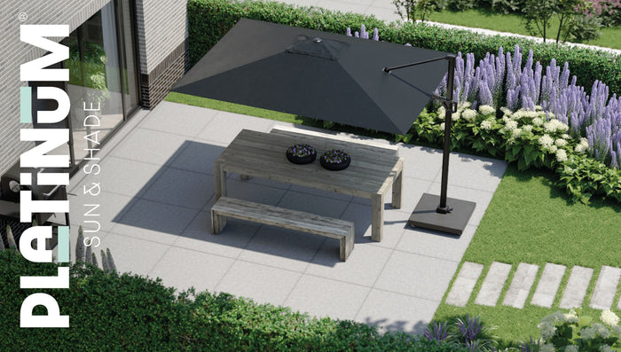 Platinum Challenger Premium T2 2,6x3,5m parasol-Faded Black+voet+hoes