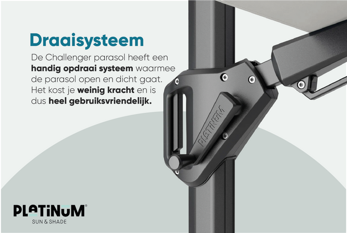Platinum Challenger Premium T2 2,6x3,5m parasol-Faded Black+voet+hoes