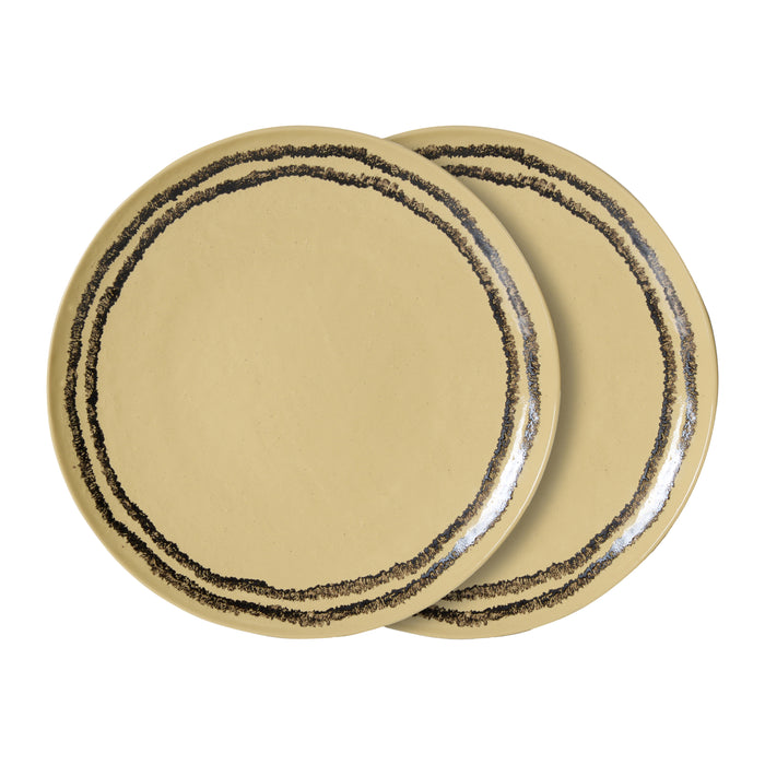 HKliving 70's Ceramics Dinerbord Ø 27,5 cm - Set van 2 -  Vanilla