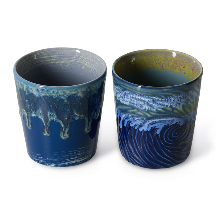 HKliving 70's Ceramics Van Gogh Koffiemok - Set van 2 - Starry Night