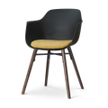 Nolon Nena-Liz eetkamerstoel zwart met warm oker zitkussen - walnoot