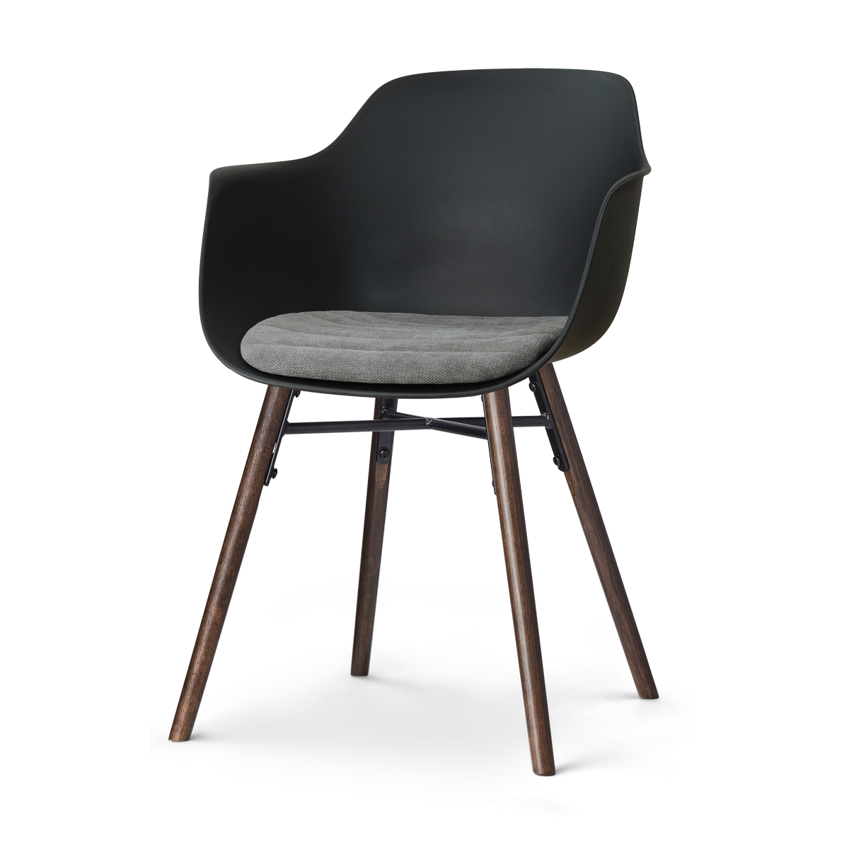 Nolon Nena-Liz Eetkamerstoel Zwart met Zeegrijs Zitkussen - Walnoot