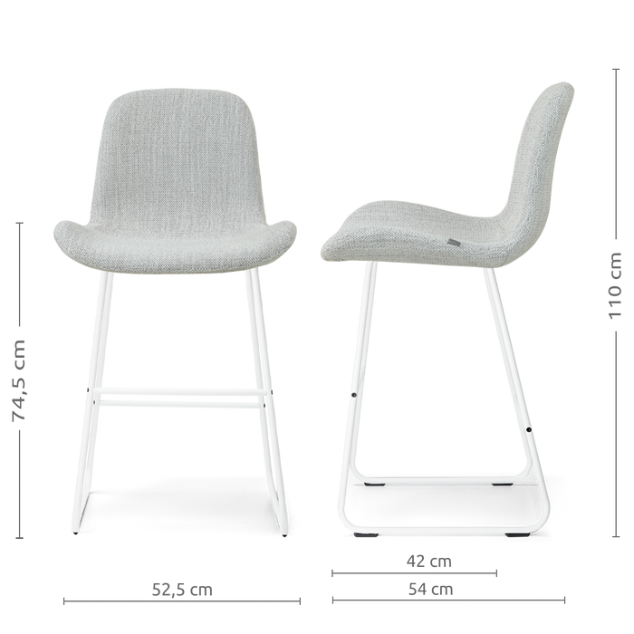 Nolon Nino-Fé Barkruk Grijs Melange - Wit Onderstel - 75 Cm