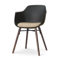 Nolon Nena-Liz Eetkamerstoel Zwart met Nougatbruin Zitkussen Walnoot