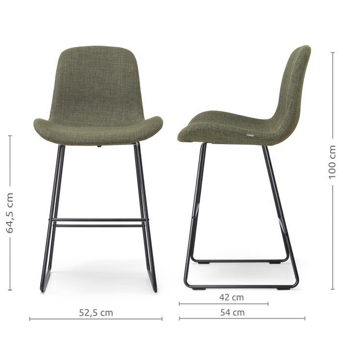 Nolon Nino-Fé Barkruk Forestgroen - Zwart Onderstel - 65 Cm