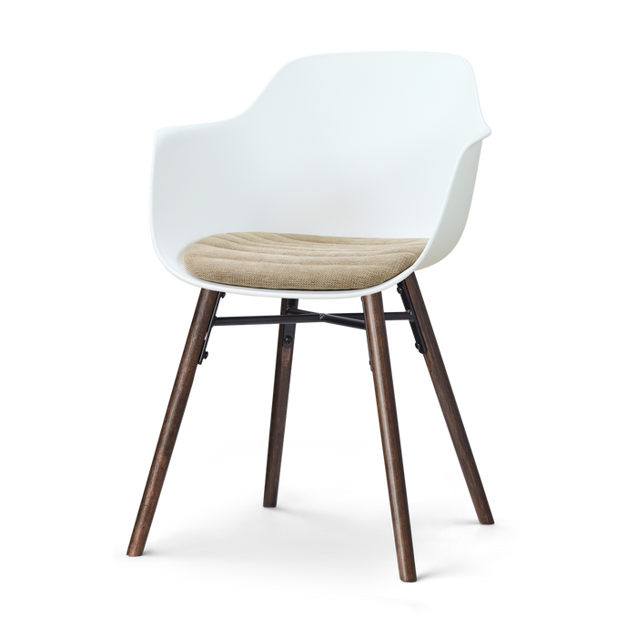 Nolon Nena-Liz Eetkamerstoel Wit met Nougatbruin Zitkussen Walnoot