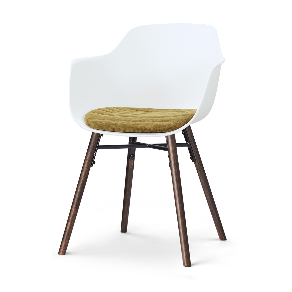 Nolon Nena-Liz Eetkamerstoel Wit met Mosgroen Zitkussen - Walnoot