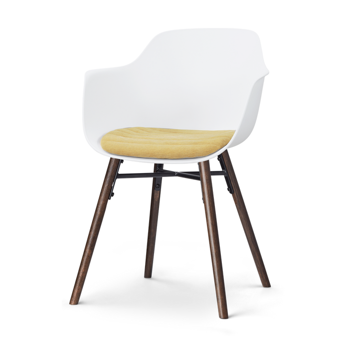 Nolon Nena-Liz eetkamerstoel wit met warm oker zitkussen - walnoot