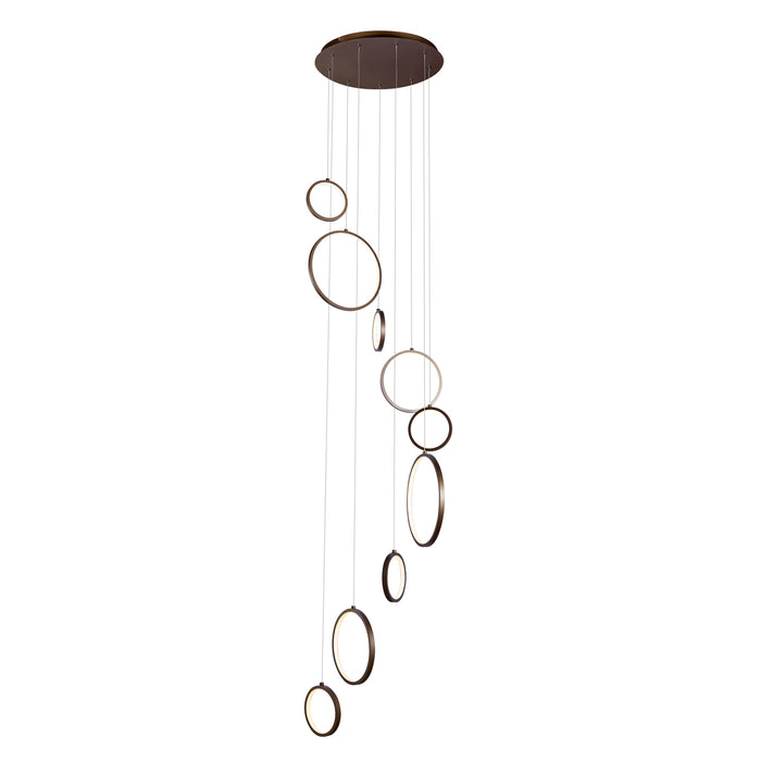 QAZQA Design hanglamp donker brons 9-lichts incl. LED 3-staps dimbaar