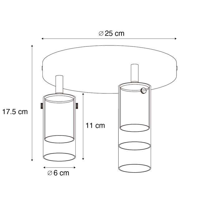 QAZQA Plafondspot gunmetal rond 3-lichts draai- en verstelbaar -