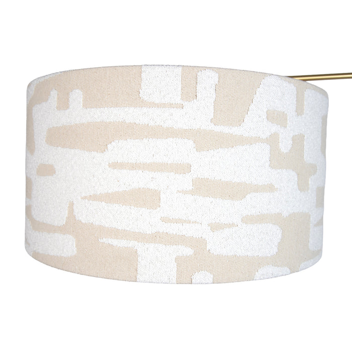 QAZQA Vloerlamp goud verstelbaar met wit en beige gestreepte kap 50cm