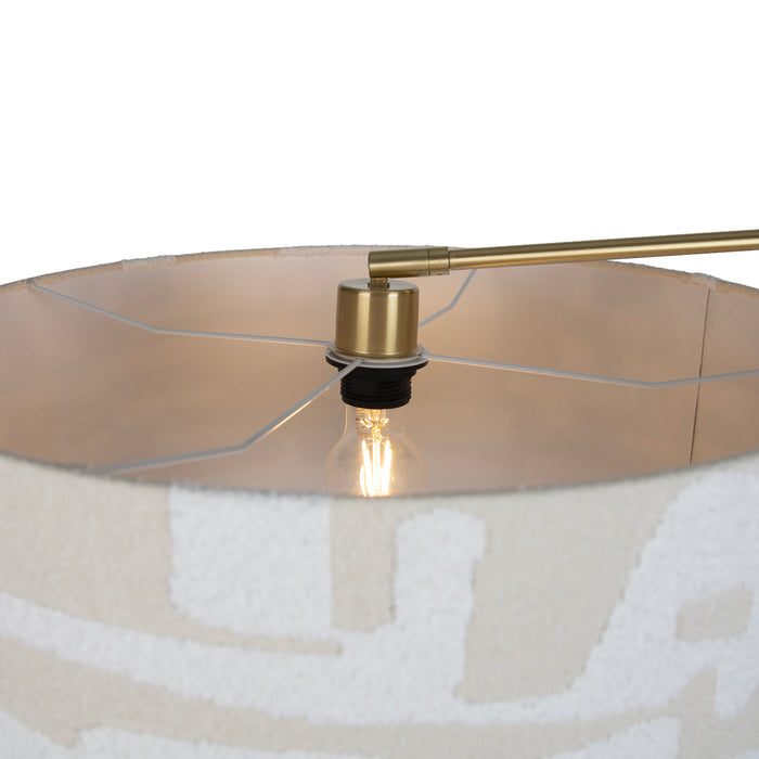 QAZQA Vloerlamp goud verstelbaar met wit en beige gestreepte kap 50cm
