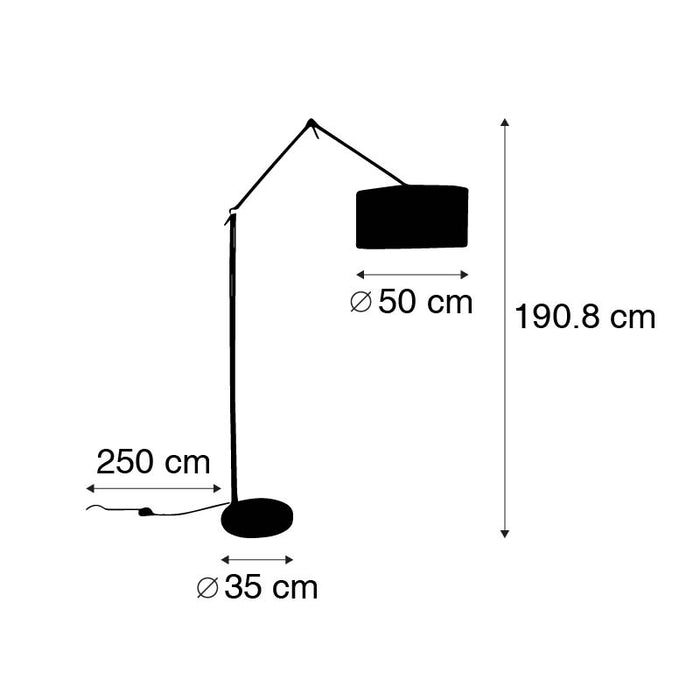 QAZQA Vloerlamp goud verstelbaar met wit en beige gestreepte kap 50cm