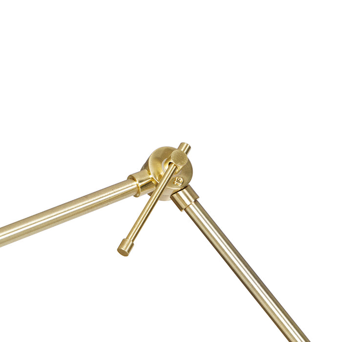 QAZQA Vloerlamp goud verstelbaar met wit en beige gestreepte kap 50cm