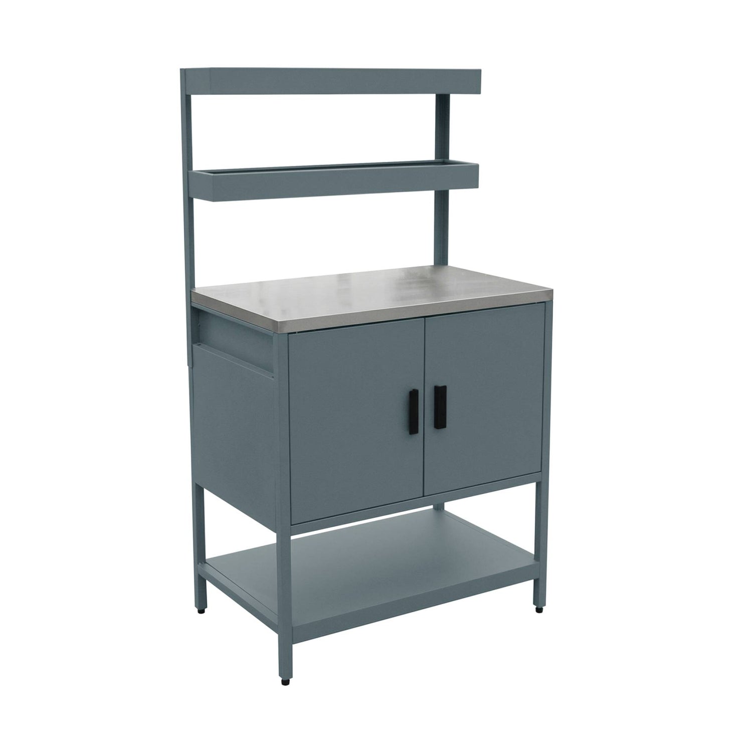 sweeek - Buitenkeuken met 2 deuren en 2 hangende planken staal L80cm