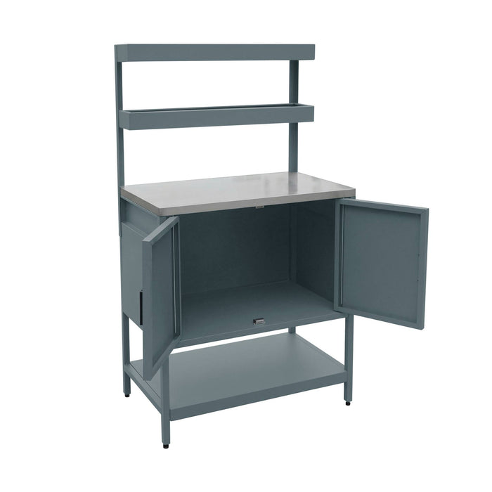 sweeek - Buitenkeuken met 2 deuren en 2 hangende planken staal L80cm