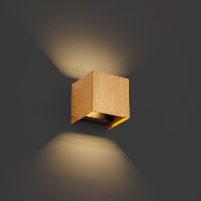 QAZQA Scandinavische buiten wandlamp hout print incl. LED IP54 -