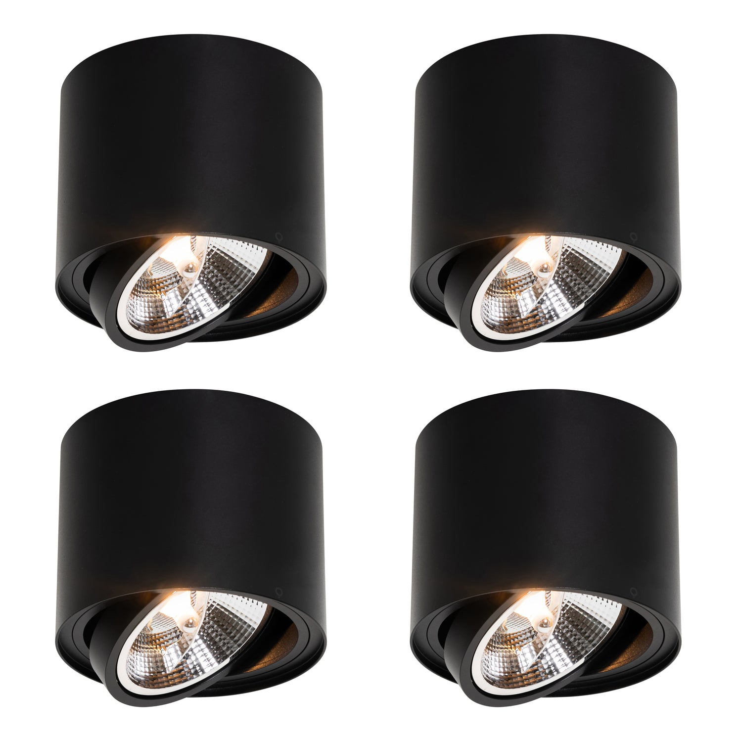 QAZQA Set van 4 moderne plafondspots zwart draai- en kantelbaar AR111