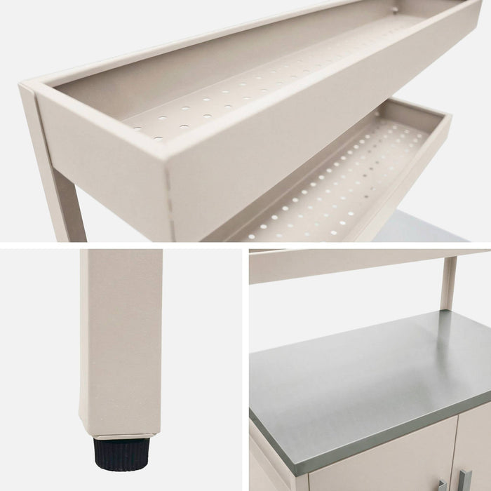 sweeek - Buitenkeuken met 2 deuren en 2 hangende planken staal L80cm