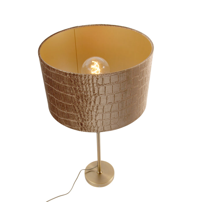 QAZQA Tafellamp brons met velours kap krokodil 35cm - Parte