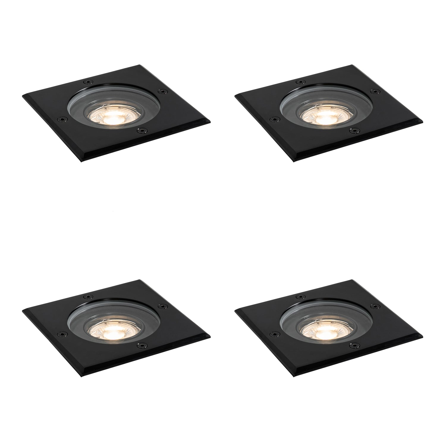 QAZQA Set van 4 buiten grondspots zwart vierkant verstelbaar IP65 -