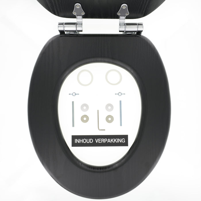 Tiger Blackwash Toiletbril met Deksel MDF - Zwart