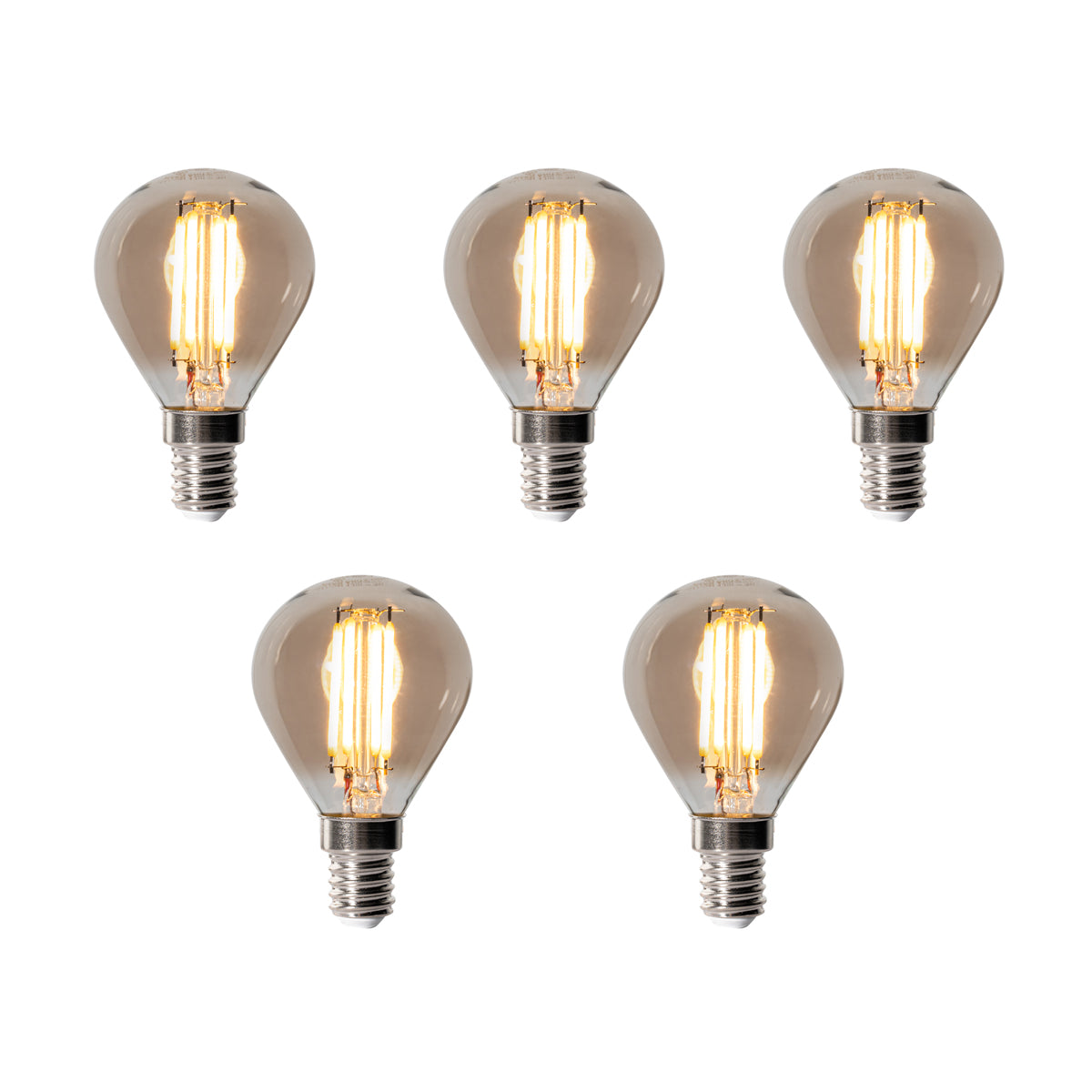 LUEDD Set van 5 E14 dimbare LED lampen P45 smoke 5W 470 lm 2200K