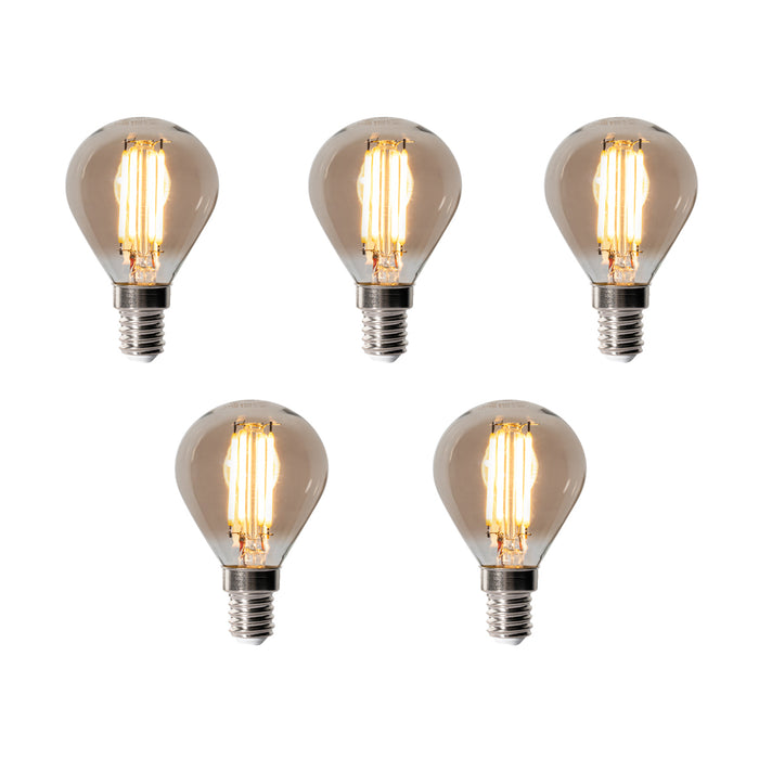 LUEDD Set van 5 E14 dimbare LED lampen P45 smoke 5W 470 lm 2200K