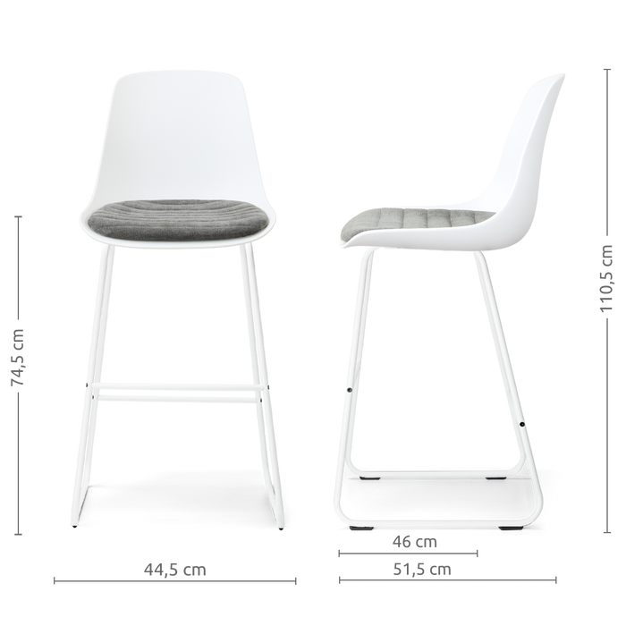 Nolon Nino-Liv barkruk wit met zeegrijs zitkussen - wit onderstel - 75