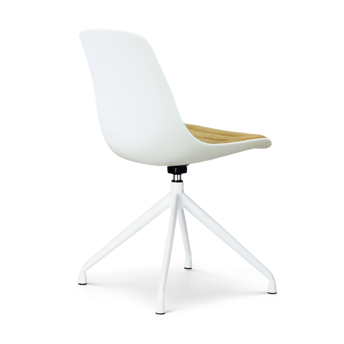 Nolon Nola-Liv draaibare eetkamerstoel wit met warm oker zitkussen -