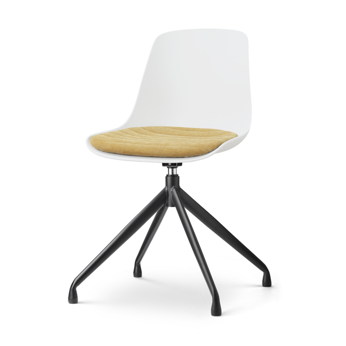 Nolon Nola-Liv draaibare eetkamerstoel wit met warm oker zitkussen -