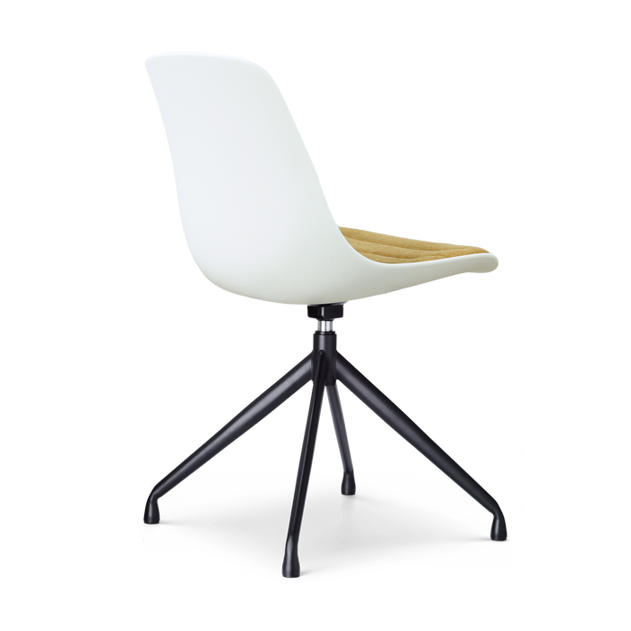 Nolon Nola-Liv draaibare eetkamerstoel wit met warm oker zitkussen -