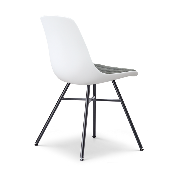 Nolon Noa-Liv eetkamerstoel wit met zeegrijs zitkussen - zwart