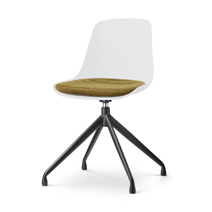Nolon Nola-Liv draaibare eetkamerstoel wit met mosgroen zitkussen -