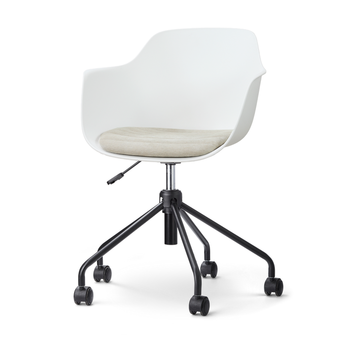 Nolon Nout-Liz eetkamerstoel wit met naturelbeige zitkussen - zwart