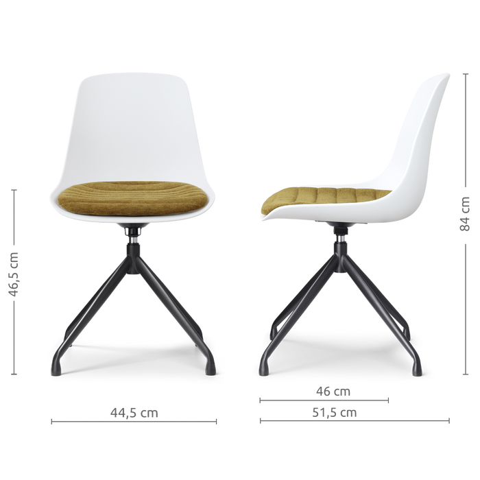 Nolon Nola-Liv draaibare eetkamerstoel wit met mosgroen zitkussen -