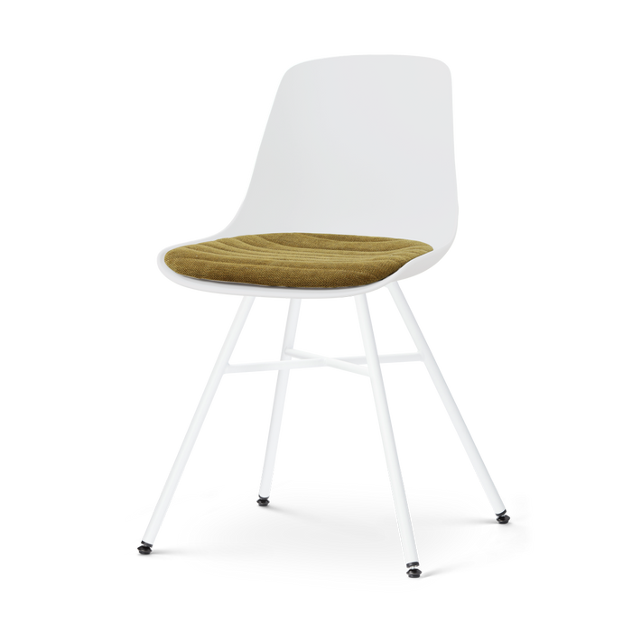 Nolon Noa-Liv eetkamerstoel wit met mosgroen zitkussen - wit onderstel