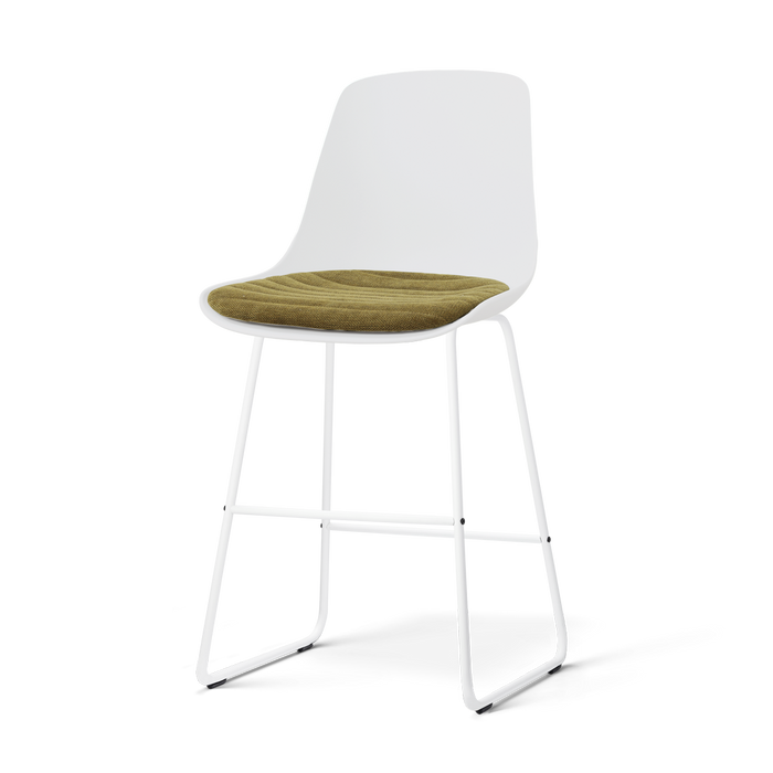 Nolon Nino-Liv Barkruk Wit met Mosgroen Zitkussen  Wit Onderstel 65 Cm