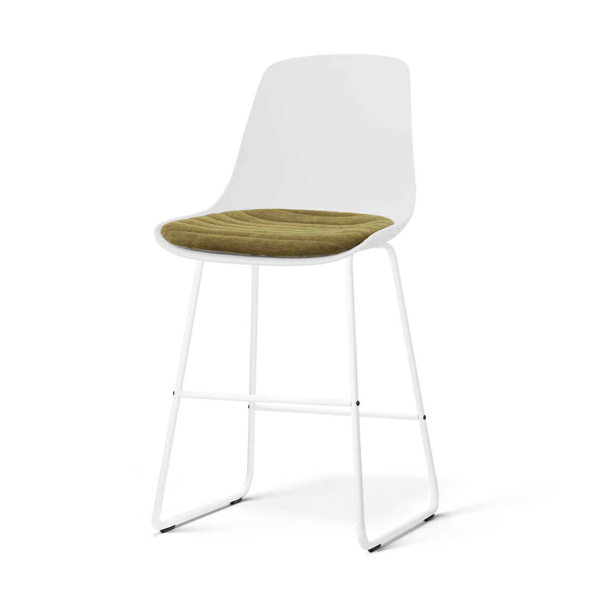 Nolon Nino-Liv barkruk wit met mosgroen zitkussen - wit onderstel - 65