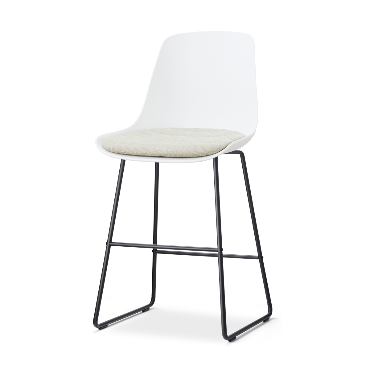 Nolon Nino-Liv barkruk wit met naturelbeige zitkussen - zwart