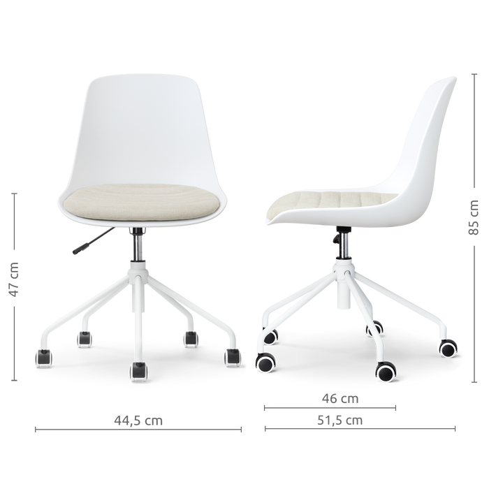 Nolon Nout-Liv eetkamerstoel wit met naturelbeige zitkussen - wit