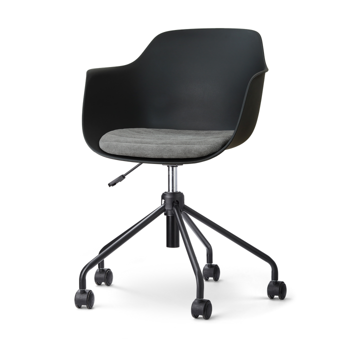 Nolon Nout-Liz eetkamerstoel zwart met zeegrijs zitkussen - zwart