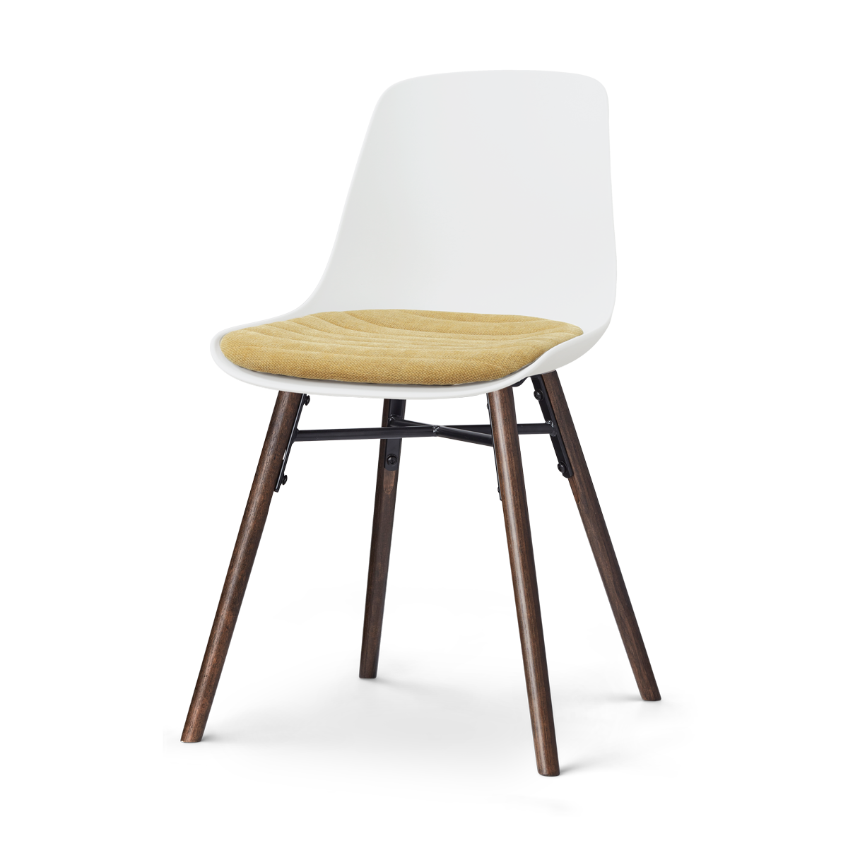 Nolon Nena-Liv eetkamerstoel wit met warm oker zitkussen - walnoot