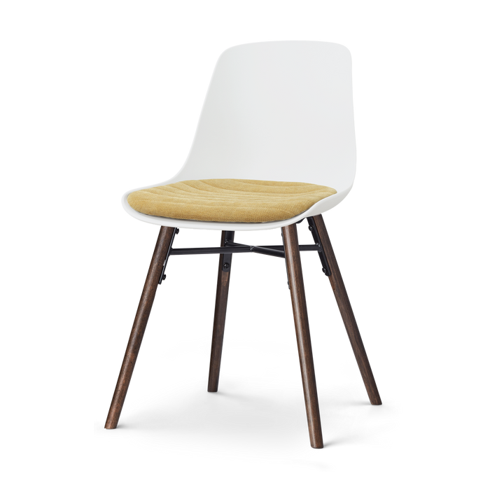 Nolon Nena-Liv eetkamerstoel wit met warm oker zitkussen - walnoot