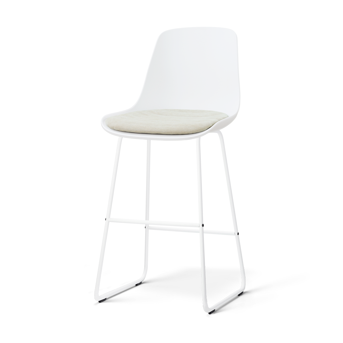 Nolon Nino-Liv barkruk wit met naturelbeige zitkussen - wit onderstel