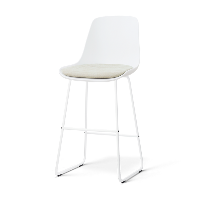 Nolon Nino-Liv barkruk wit met naturelbeige zitkussen - wit onderstel