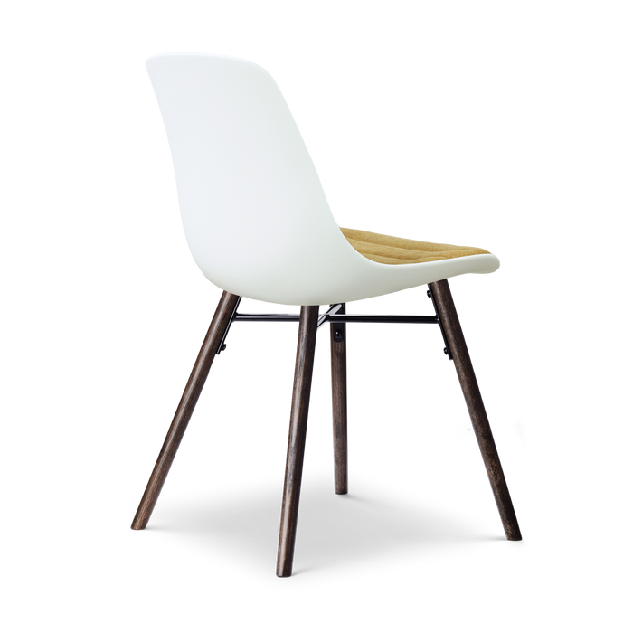 Nolon Nena-Liv eetkamerstoel wit met warm oker zitkussen - walnoot