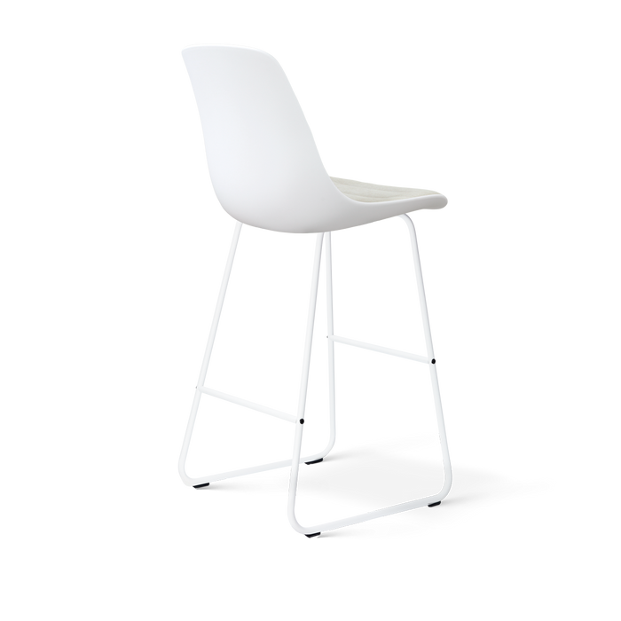 Nolon Nino-Liv barkruk wit met naturelbeige zitkussen - wit onderstel