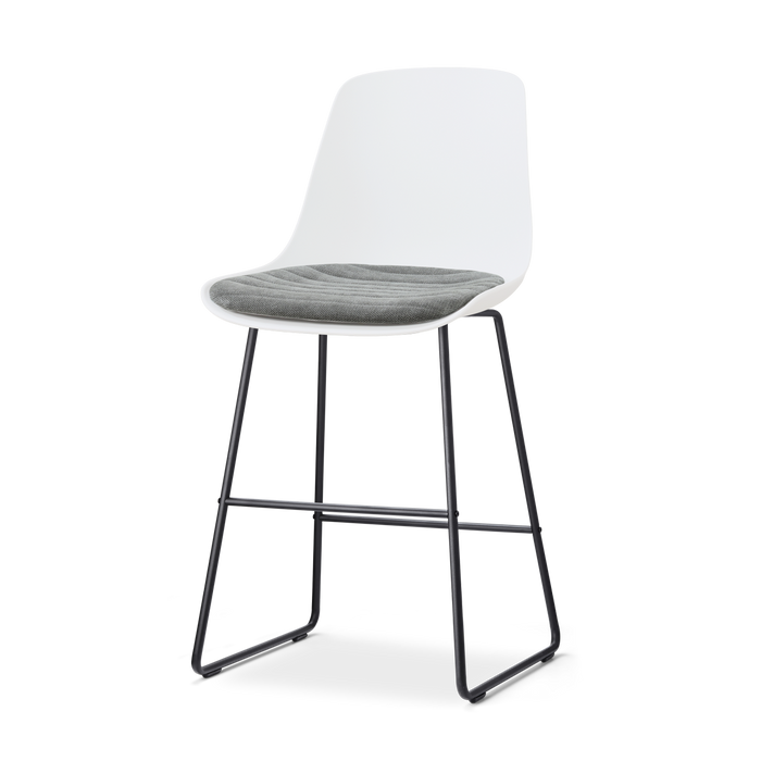 Nolon Nino-Liv barkruk wit met zeegrijs zitkussen - zwart onderstel -