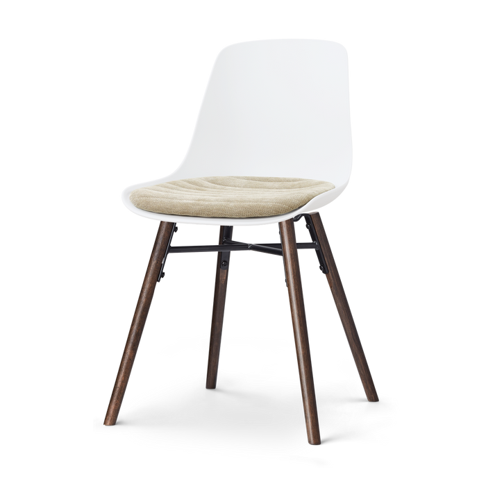 Nolon Nena-Liv eetkamerstoel wit met nougatbruin zitkussen - walnoot